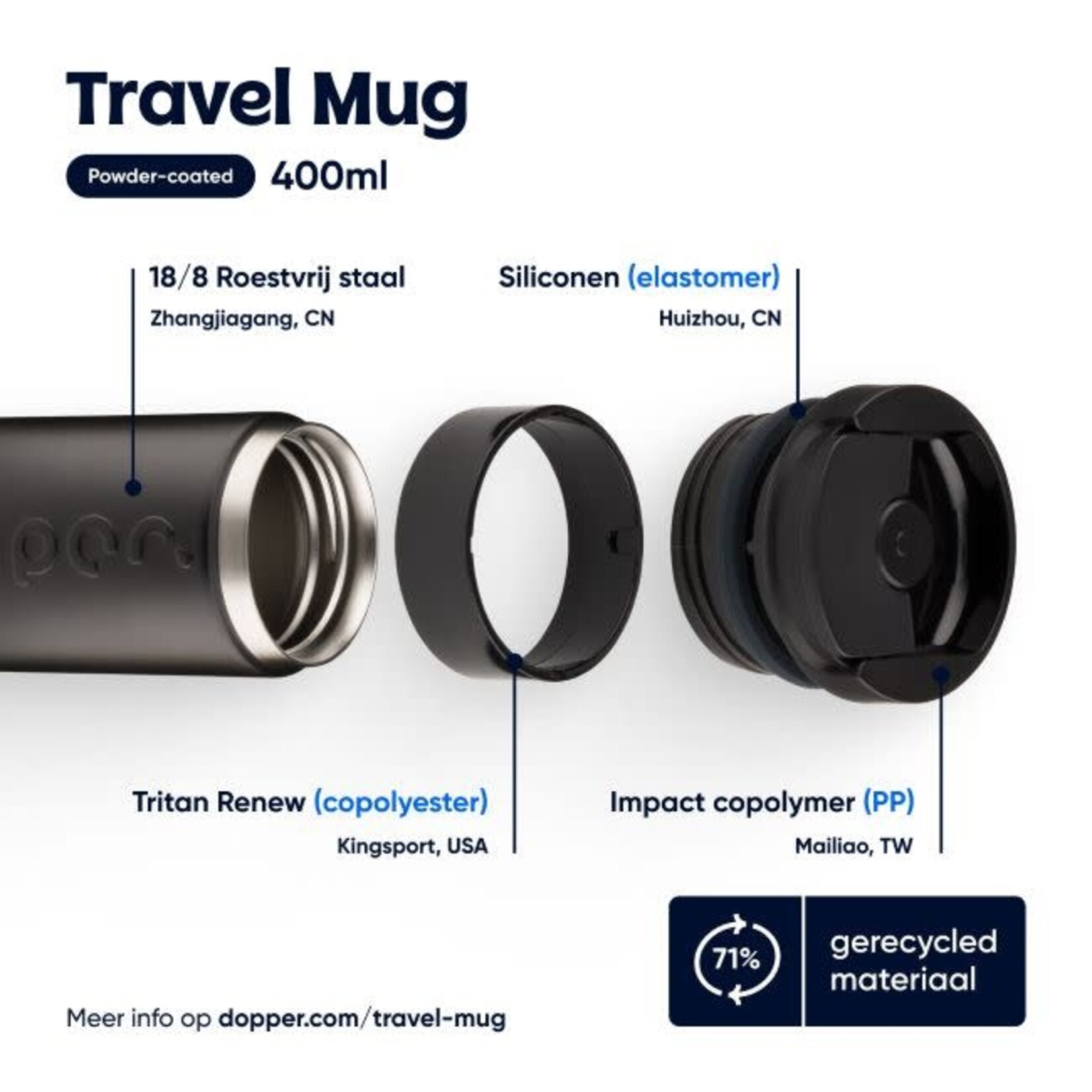 Dopper Dopper Travel Mug (300 ml) - Blazing Black