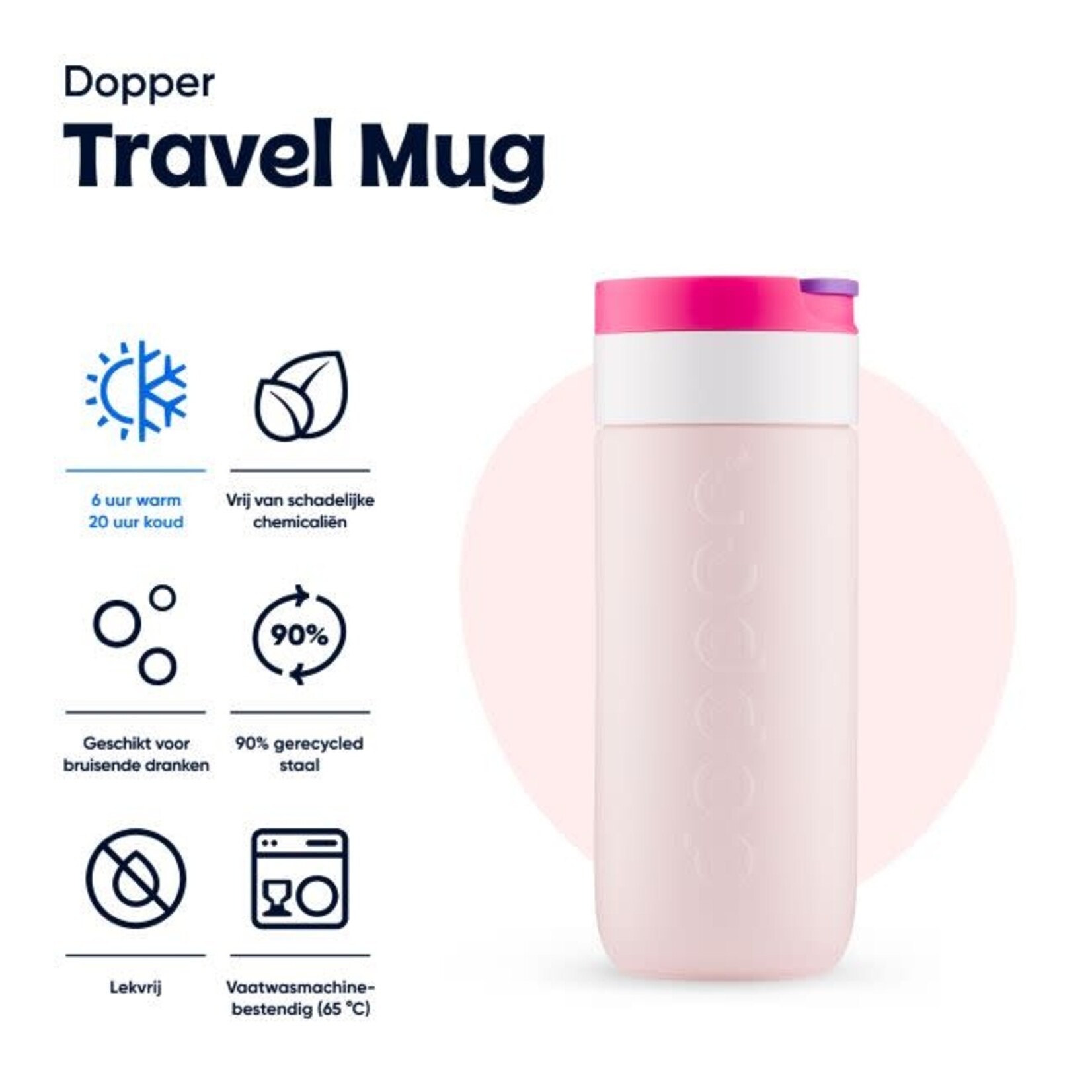 Dopper Dopper Travel Mug (400 ml) - Berry Pink
