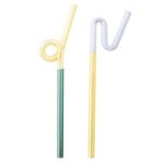 Tranquillo Set 2 rietjes glas Rainbow Groen-geel