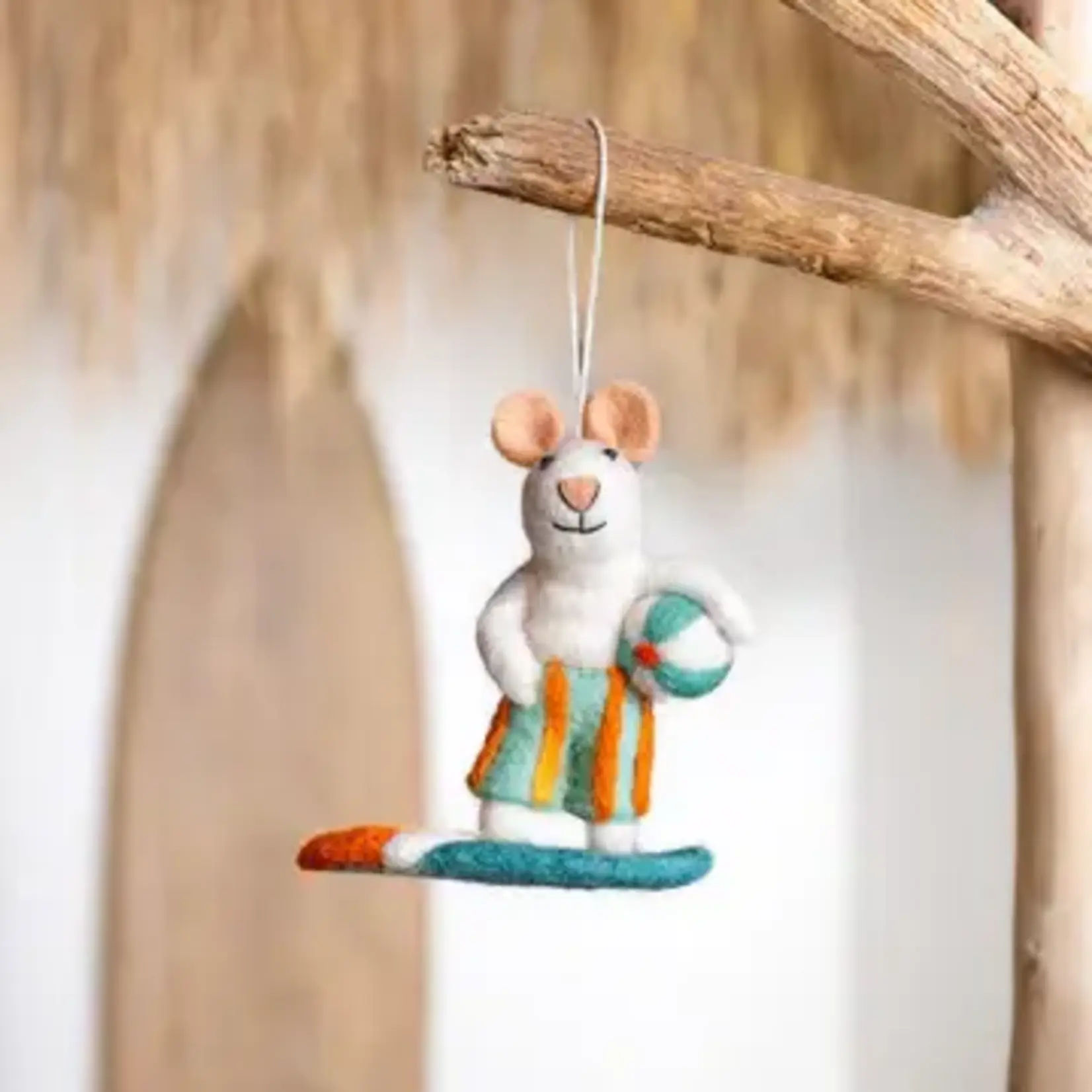 Sjaal met Verhaal Hanger Muis Surfboy Turquoise