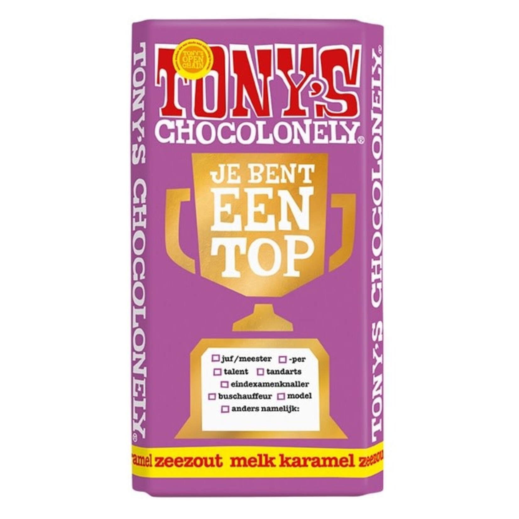 Tony's Chocolonely Tony's Je bent een topper, Melk karamel zeezout