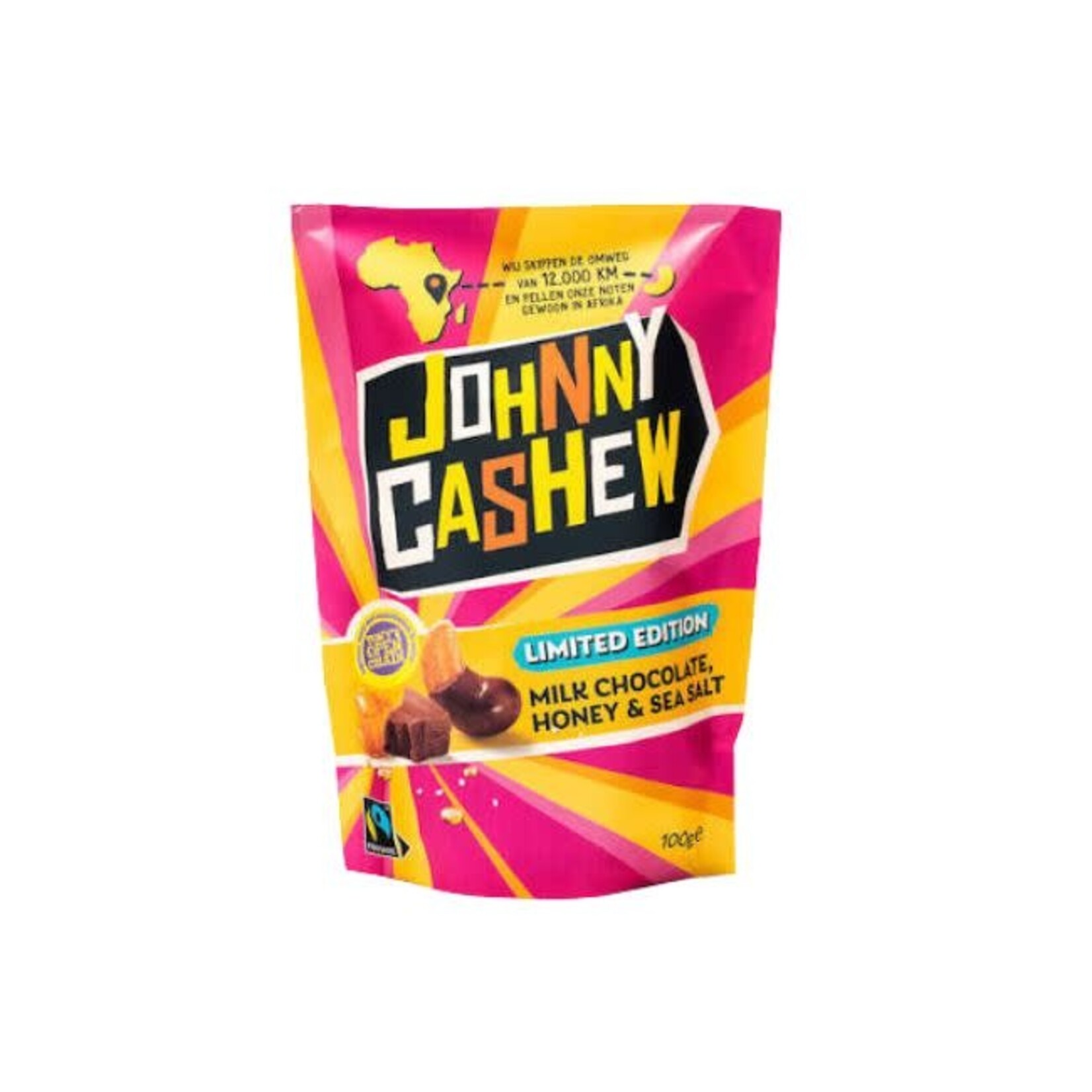 Johnny cashew Johnny Cashew Melk chocolade Honing Zeezout 100gr