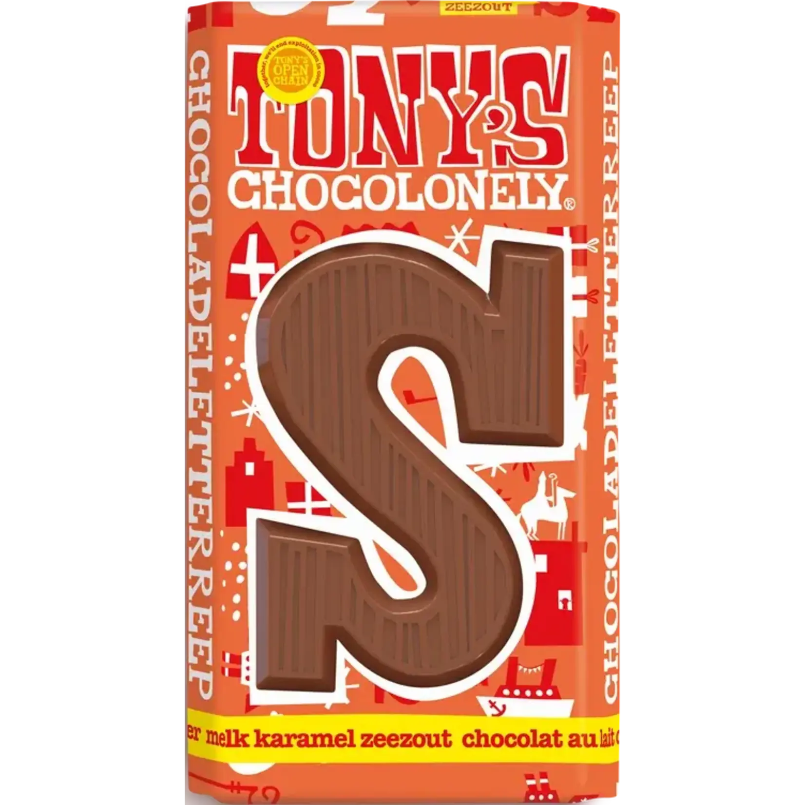 Tony's Chocolonely Tony's Letterreep S Melk Karamel Zeezout 90gr