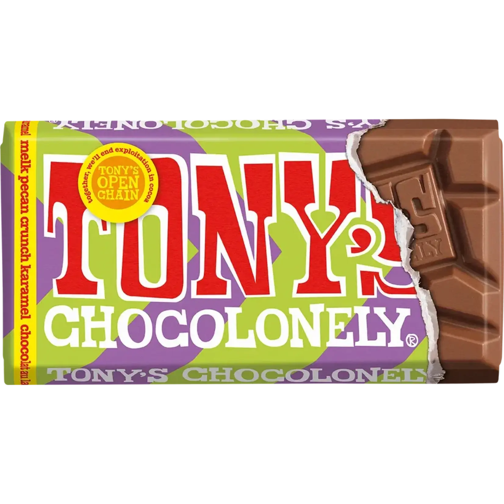 Tony's Chocolonely Tony's  Reep Melk  Pecan Crunch Karamel 90gr
