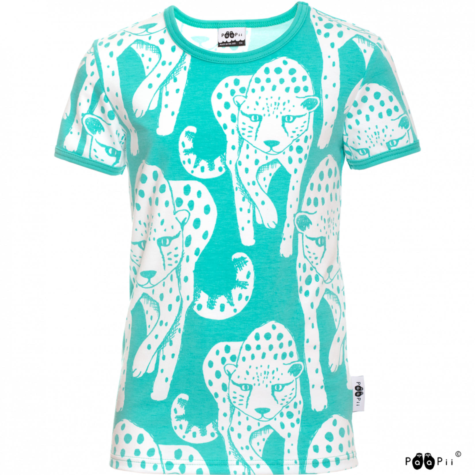 PaaPii Design KAIKU t-shirt Cheetah - Turquoise