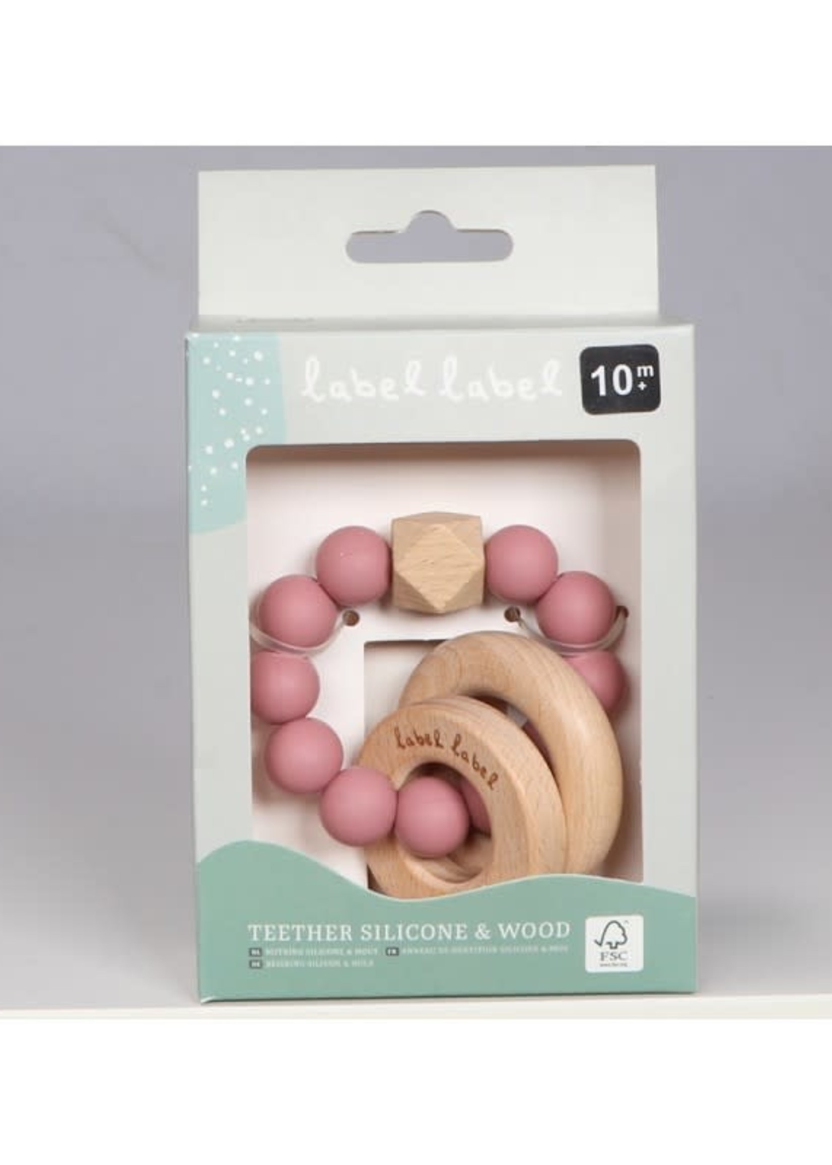Label Label Label Label - Teether Silicone & Wood - Beads - Pink