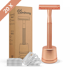 Bamboozy Safety Razor Rosé Goud Mat RVS met Houder + 20 scheermesjes Bamboozy Safety Razor Rosé Goud Mat RVS met Houder + 20 scheermesjes