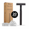 Bamboozy Safety Razor Mat Zwart RVS met Houder + 20 scheermesjes Bamboozy Safety Razor Mat Zwart RVS met Houder + 20 scheermesjes