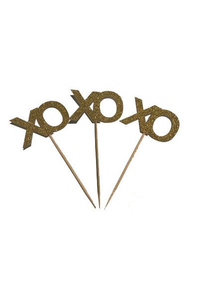 Cupcake Toppers 'Xo Xo' Goud Glitter (10St)