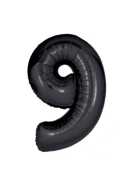 Cijferballon zwart '9' (1st)