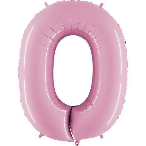 Cijferballon roze - 0 - feestversiering - 1stuks-1