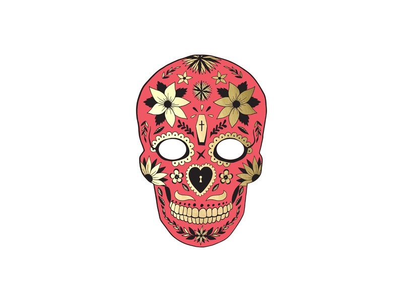 Masker 'Doodskop/Rood' Dia De Los Muertos (1St)-1