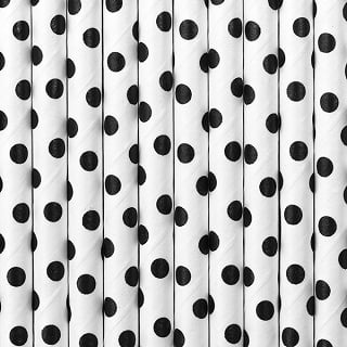 Papieren rietjes polka dots - Wit - feestartikelen - 10stuks-1