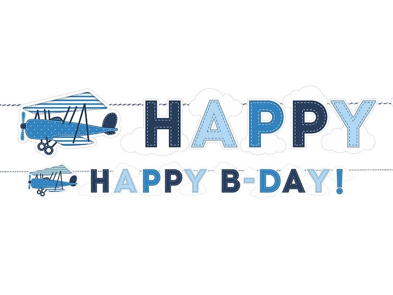Letterslinger Happy B-Day! - Little Plane - kinderfeestje versiering - 1stuks-1