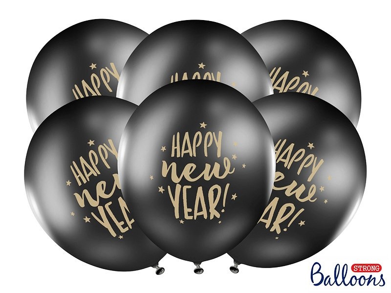 Latex Ballonnen 'Happy New Year/Zwart' Black Nye (50St)-1