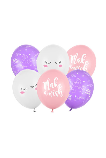 Ballonnen unicorn 'Make A Wish' (6st)