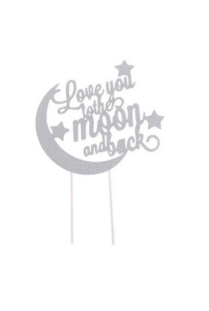 Taarttopper zilver 'Love You To The Moon And Back' (1st)