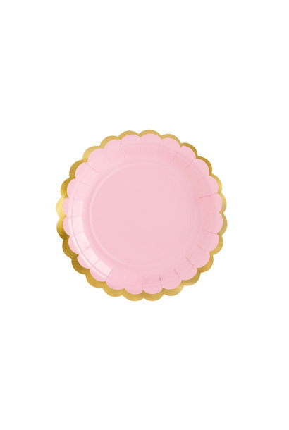 Papieren gebaksbordjes pastel roze 'Yummy' (6st)