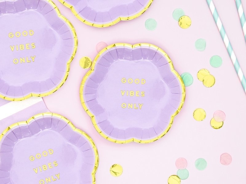 Papieren gebaksbordjes lila paars - Yummy  snoepthema - kinderfeestje versiering - 6stuks-2