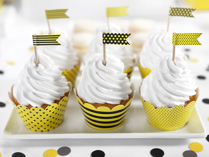Cupcake toppers vlaggetjes - Bee Party - kinderfeestje versiering - 6stuks-2