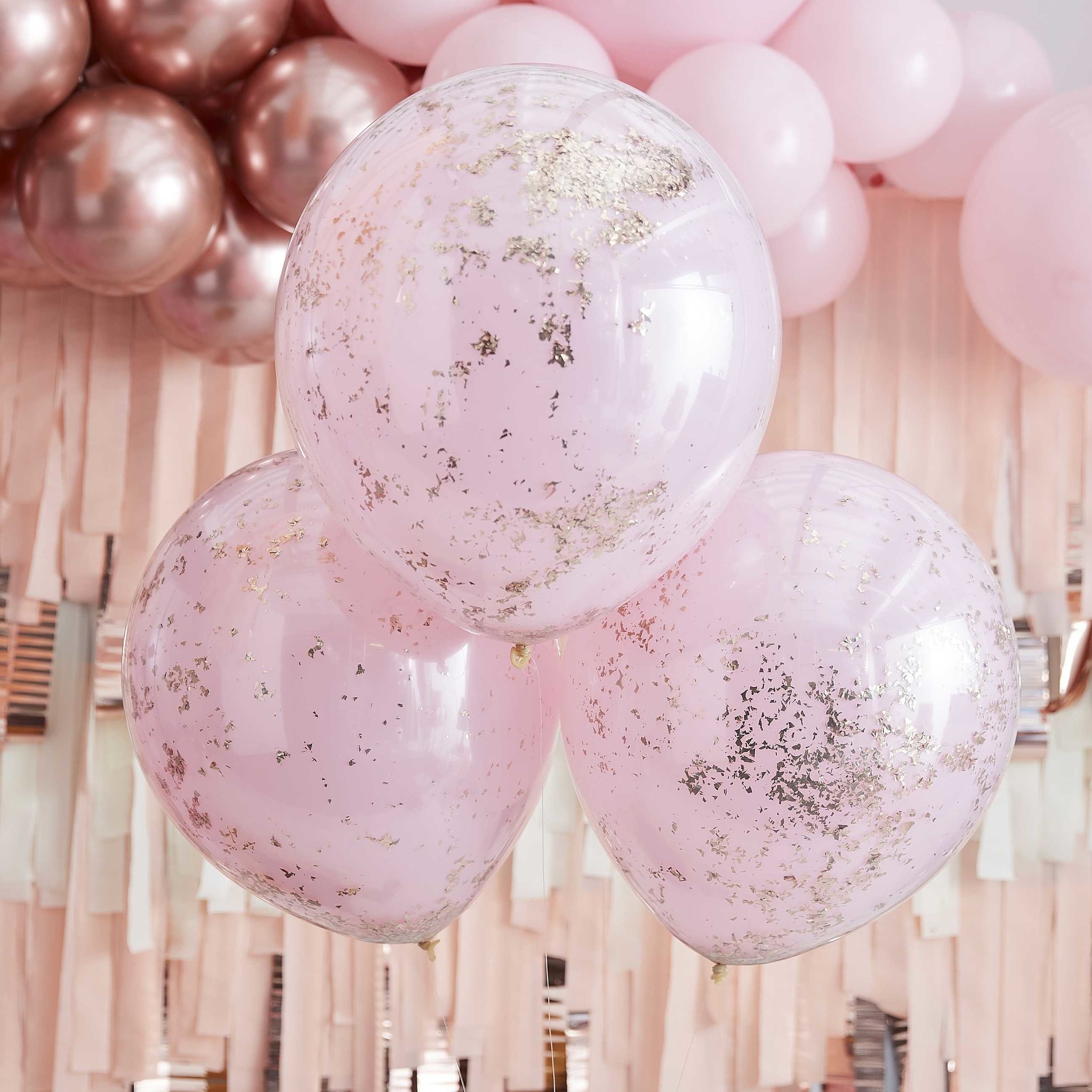 Confettiballonnen roze dubbellaags - Mix It Up Rose Gold - feestversiering - 3stuks-2