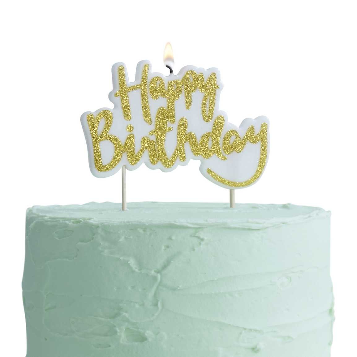 Taartkaarsje Happy Birthday - Pick & Mix Gold - feestartikelen - 1stuks-1