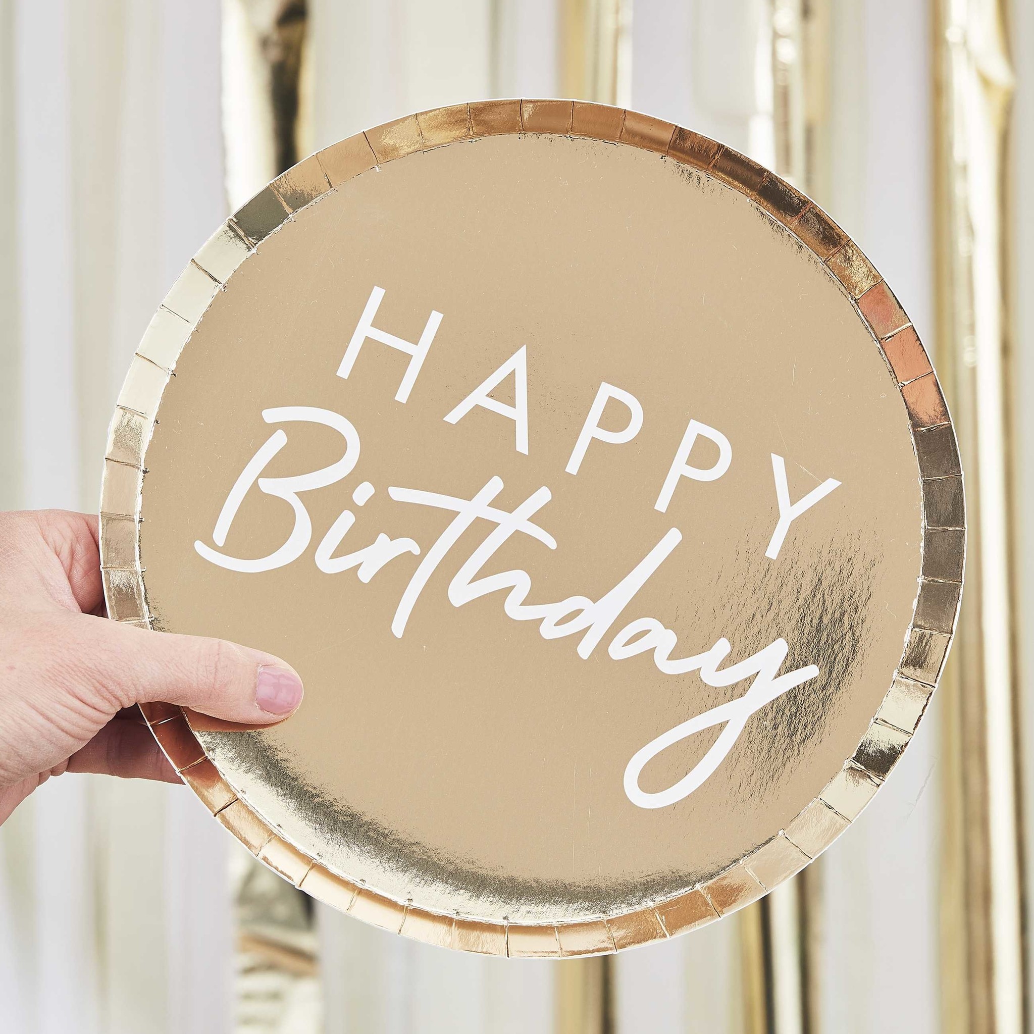 Papieren borden Happy Birthday - Mix It Up Gold - feestartikelen - 8stuks-2