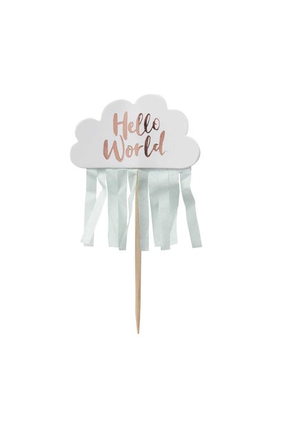 Cupcake toppers 'Hello World' (10st)