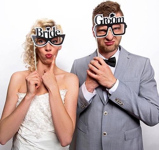 Photobooth props - Bride & Groom - bruiloft versiering - 2stuks-2
