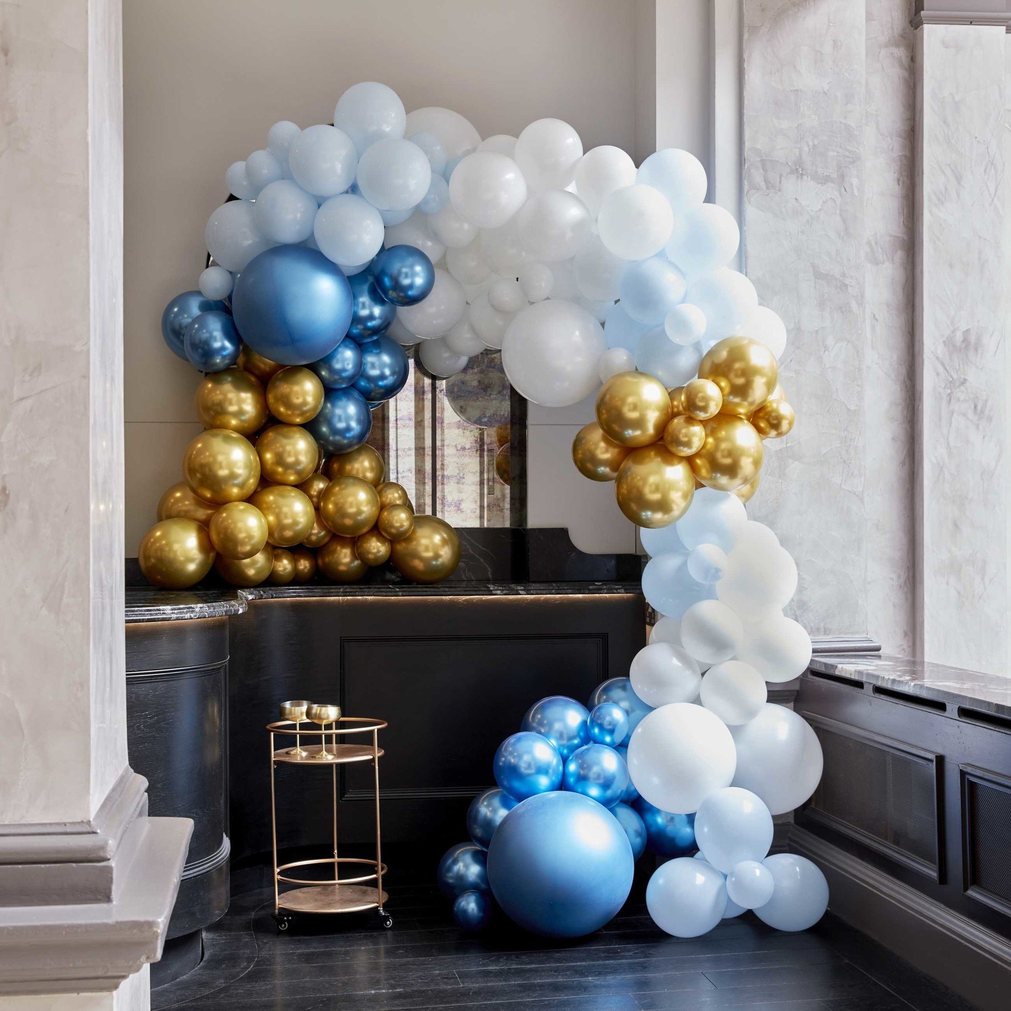 Ballonnenboog pakket luxe - Blauw & Goud - feestversiering - 200stuks-2