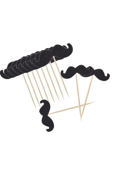 Cupcake toppers 'Mr. Moustache' (6st)
