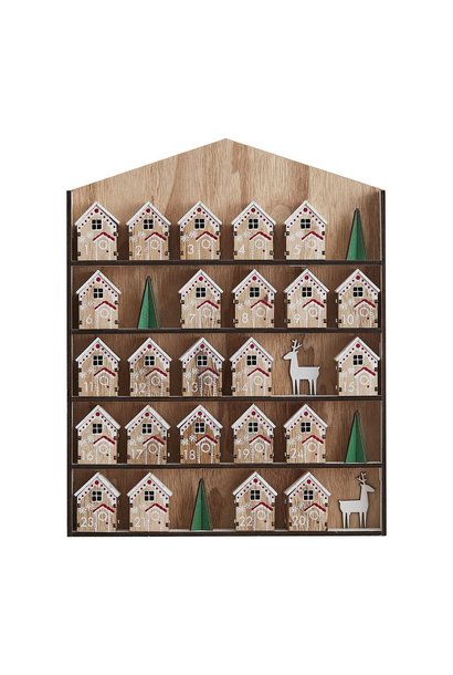 Adventskalender houten huisjes 'Nordic Noel' (1set)