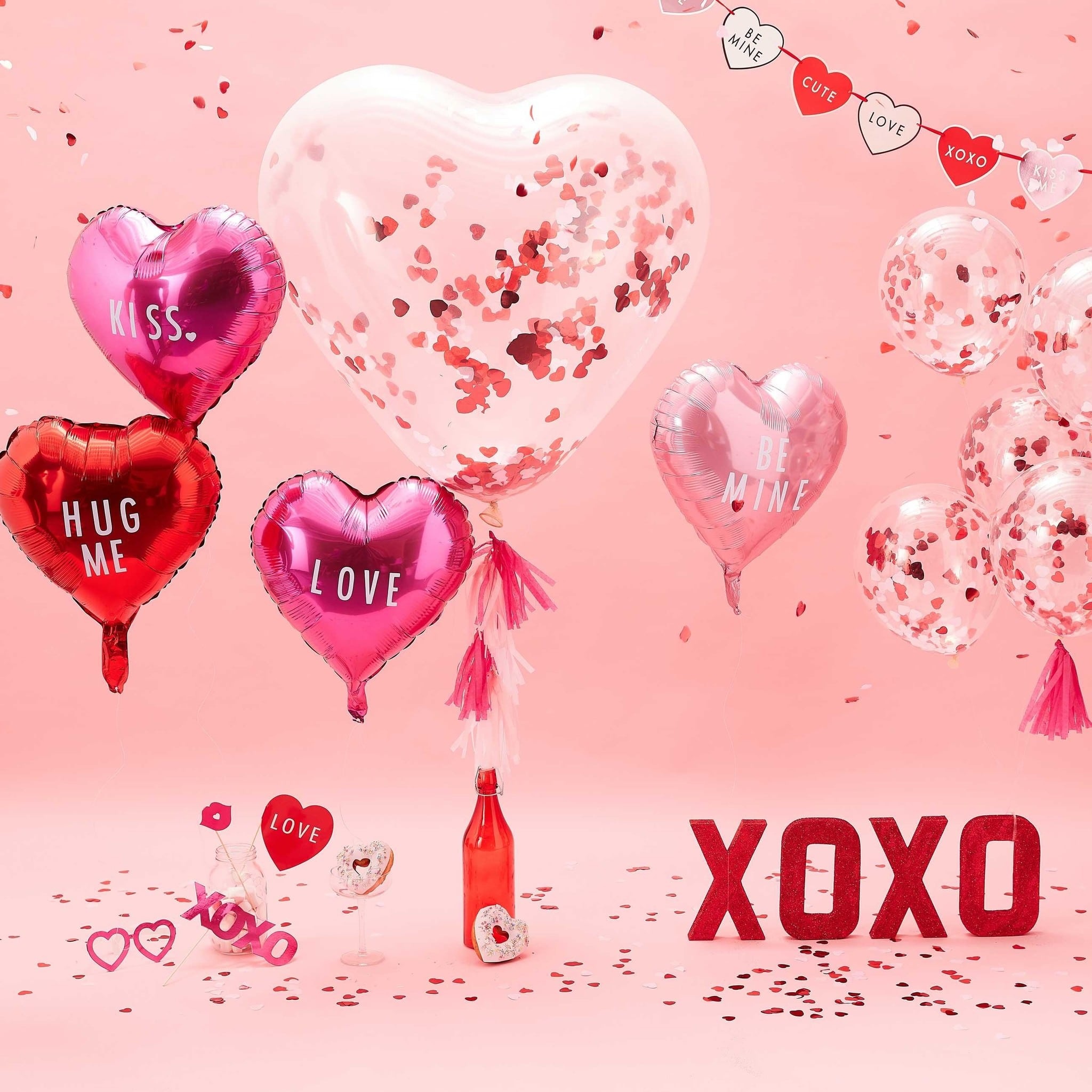 Confettiballonnen hartjes - Be My Valentine - valentijn versiering - 5stuks-3