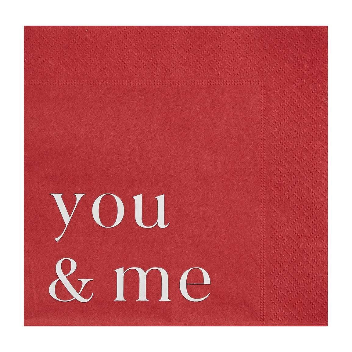 Servetten rood - You & Me - valentijn versiering - 16stuks-1