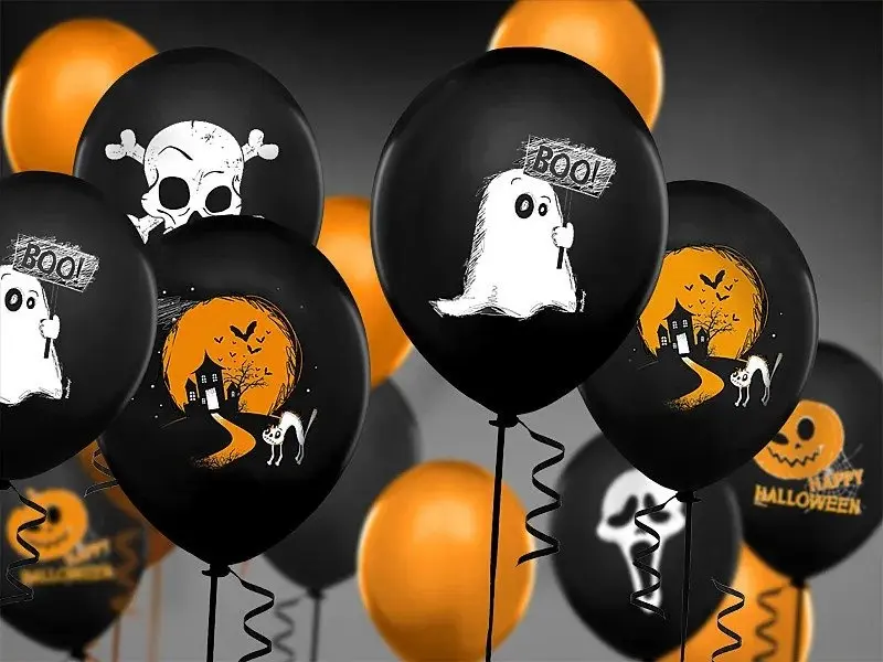 Ballonnen schedel - Pastel Zwart - Halloween versiering - 6stuks-2