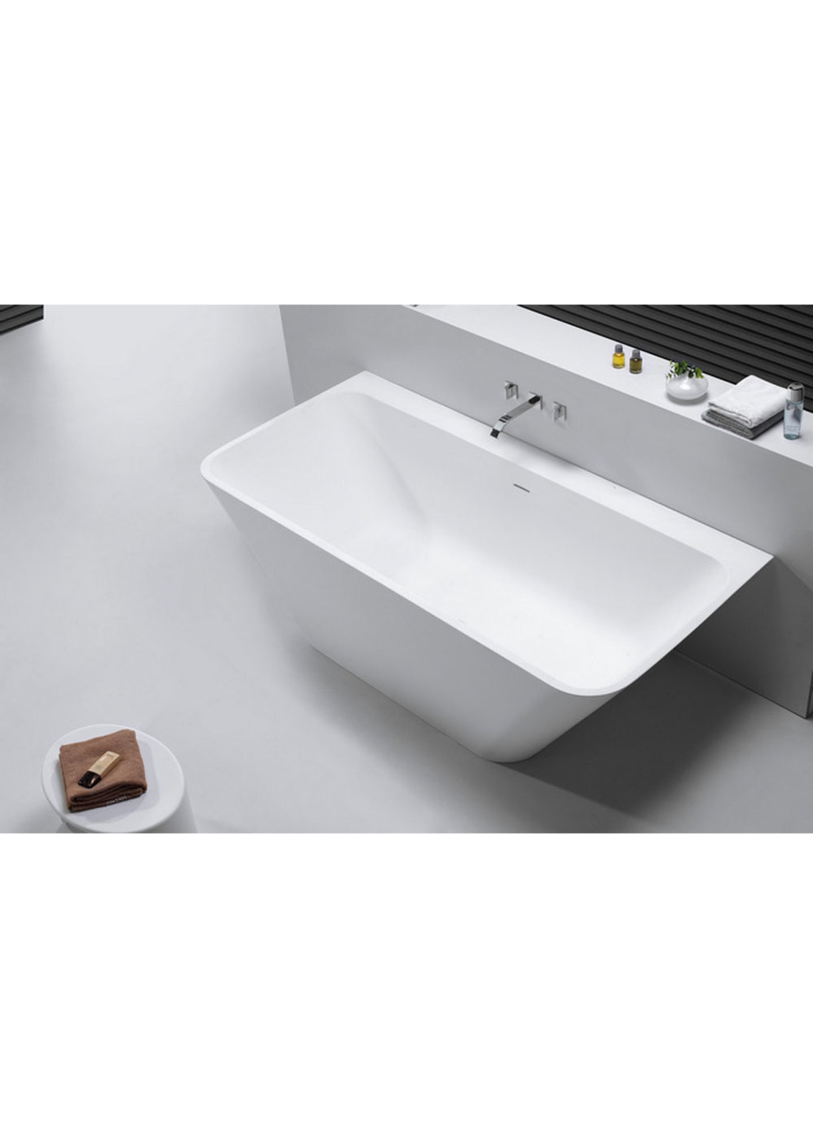 Wiesbaden Wiesbaden Solid surface half vrijstaand bad type 3 180x84x57 cm mat wit