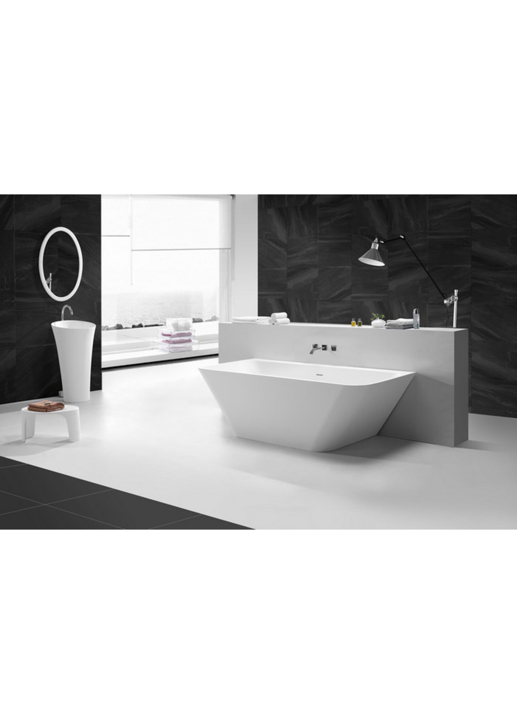 Wiesbaden Wiesbaden Solid surface half vrijstaand bad type 3 180x84x57 cm mat wit