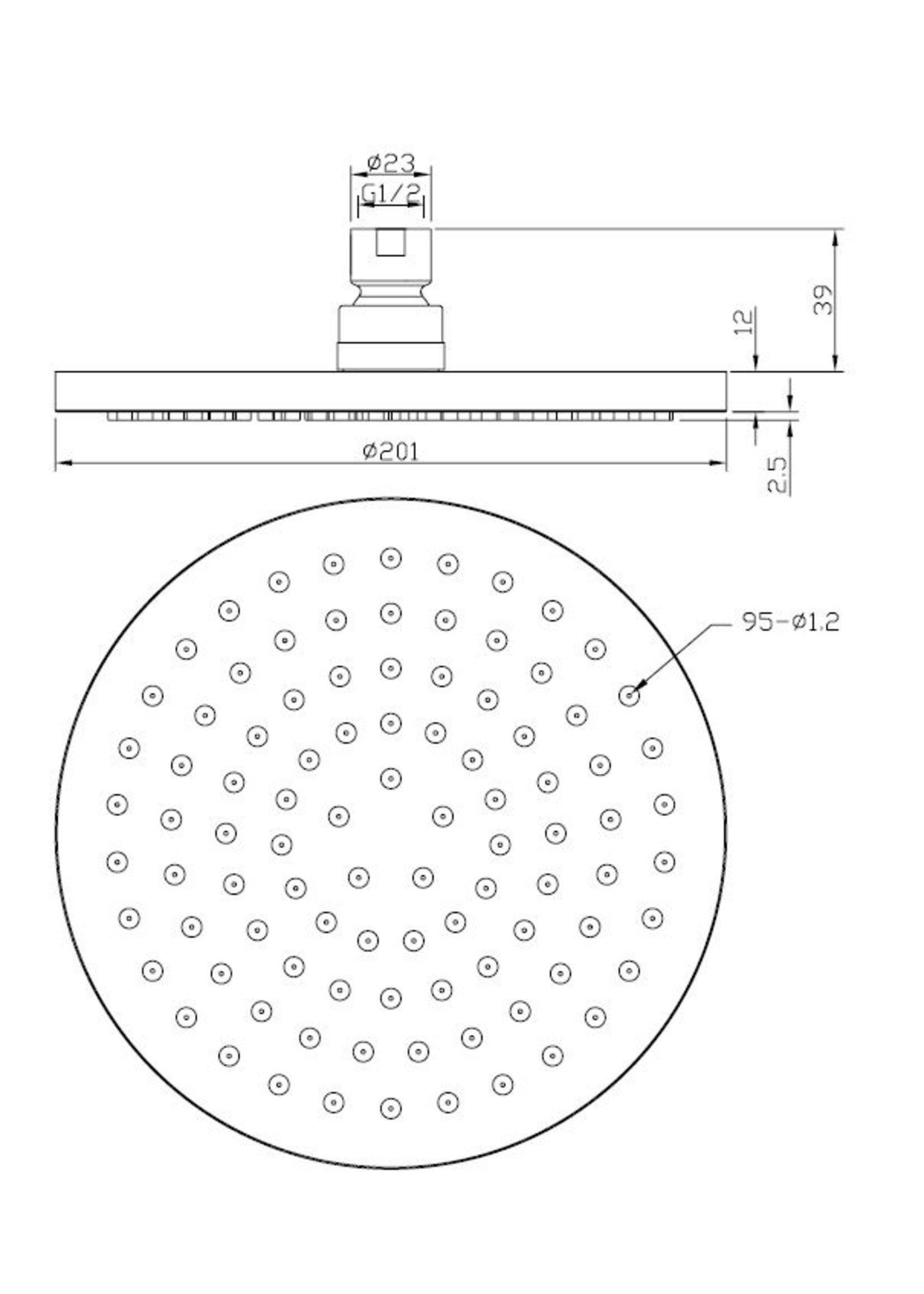 Wiesbaden Wiesbaden Caral hoofddouche rond 20 x 1,2 cm mat zwart