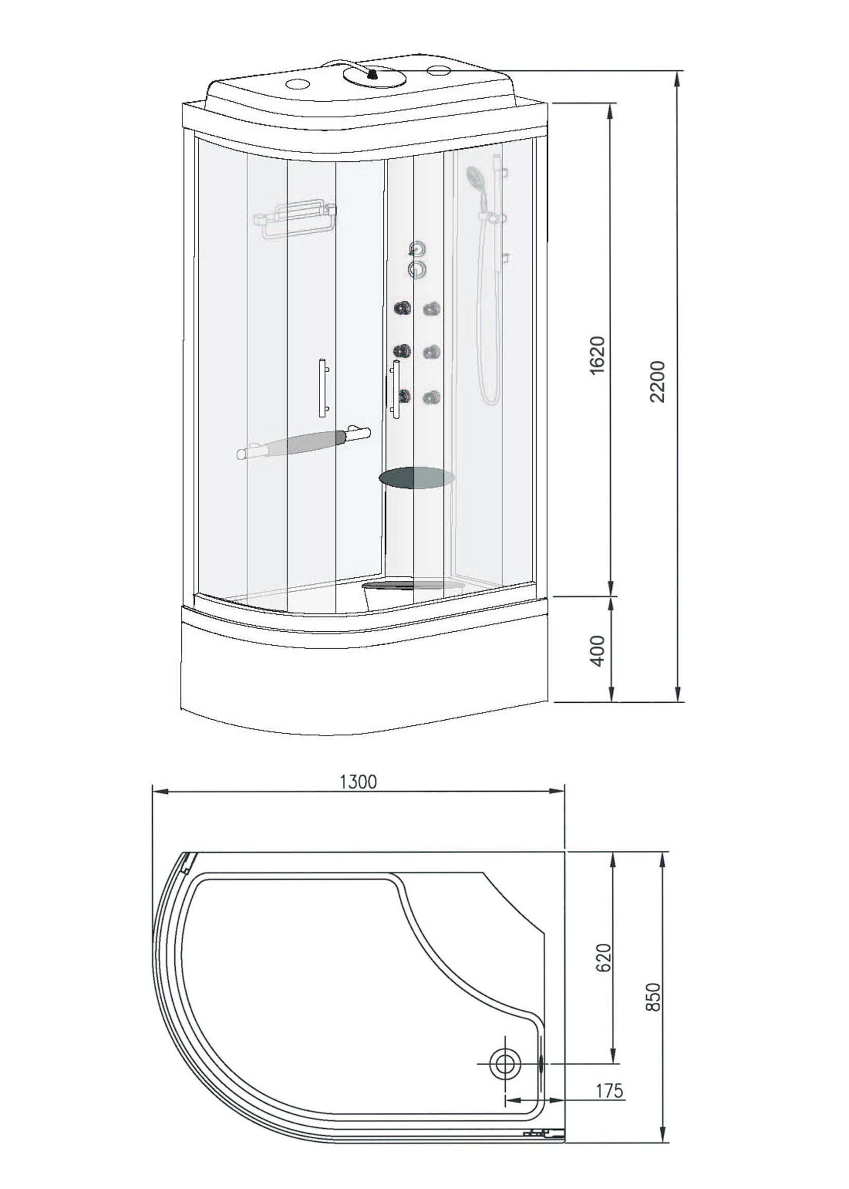 Xellanz Xellanz Premium bad/douche 130x85 h 220 cm veiligheidsglas 5 mm