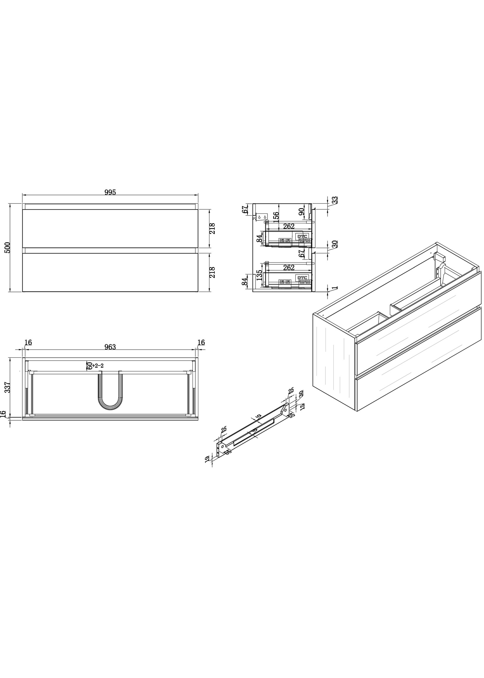 Wiesbaden Wiesbaden Shall onderkast 100x36cm zonder wastafel houtnerf grijs