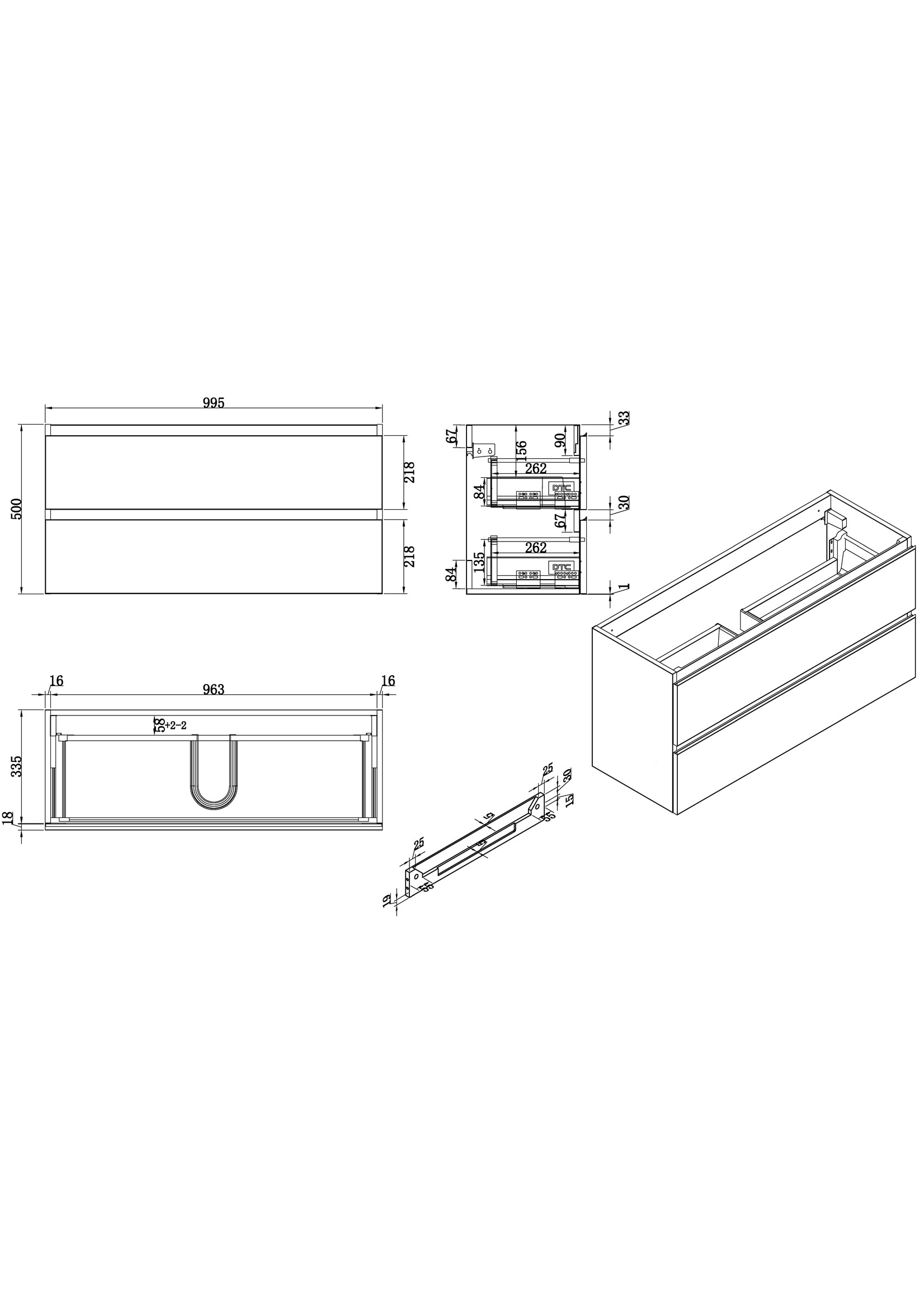 Wiesbaden Wiesbaden Shall onderkast 100x36cm zonder wastafel wit