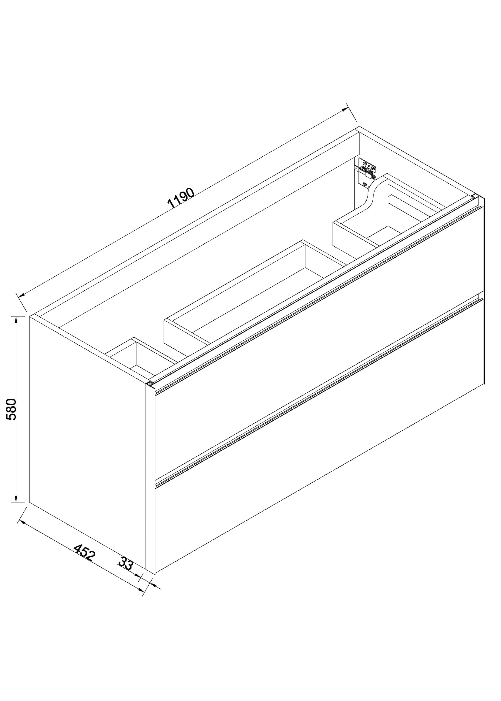 Wiesbaden Wiesbaden Lotus wastafelonderkast met 2 laden 120x45,2 cm naturel eik/mat zwart