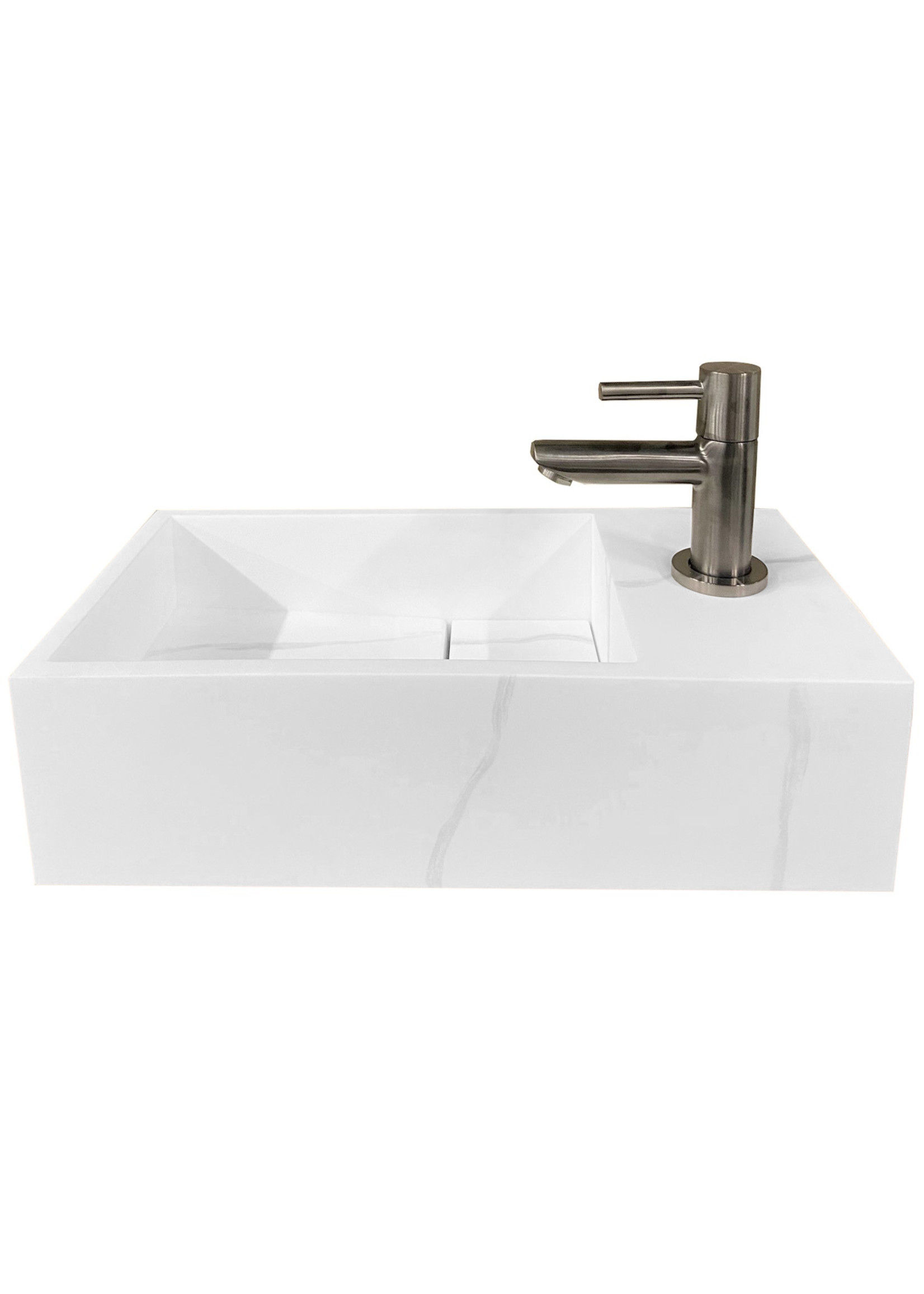 Wiesbaden Wiesbaden Noble fontein rechts Solid Surface 36x18x10 cm marmer wit