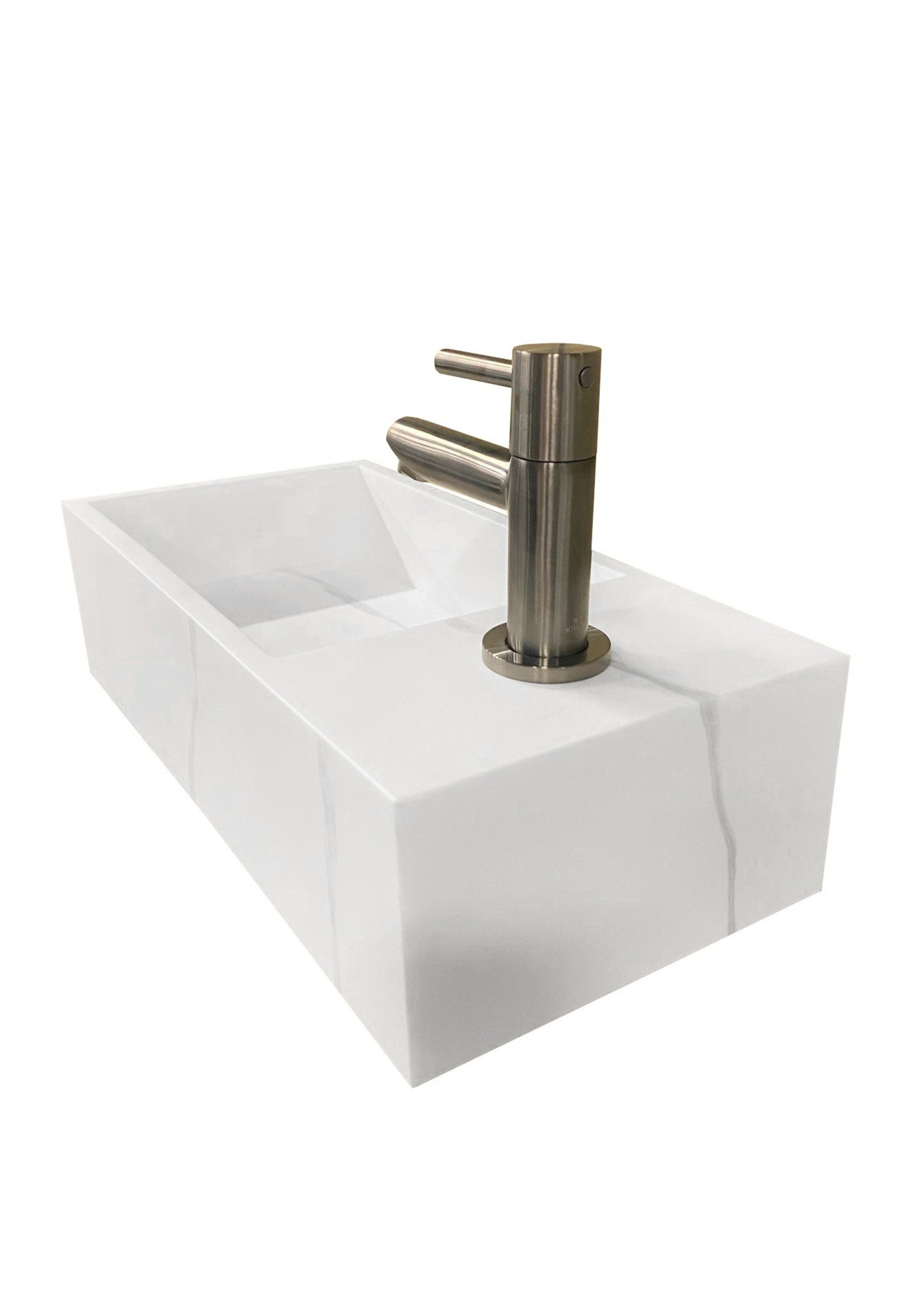 Wiesbaden Wiesbaden Noble fontein rechts Solid Surface 36x18x10 cm marmer wit