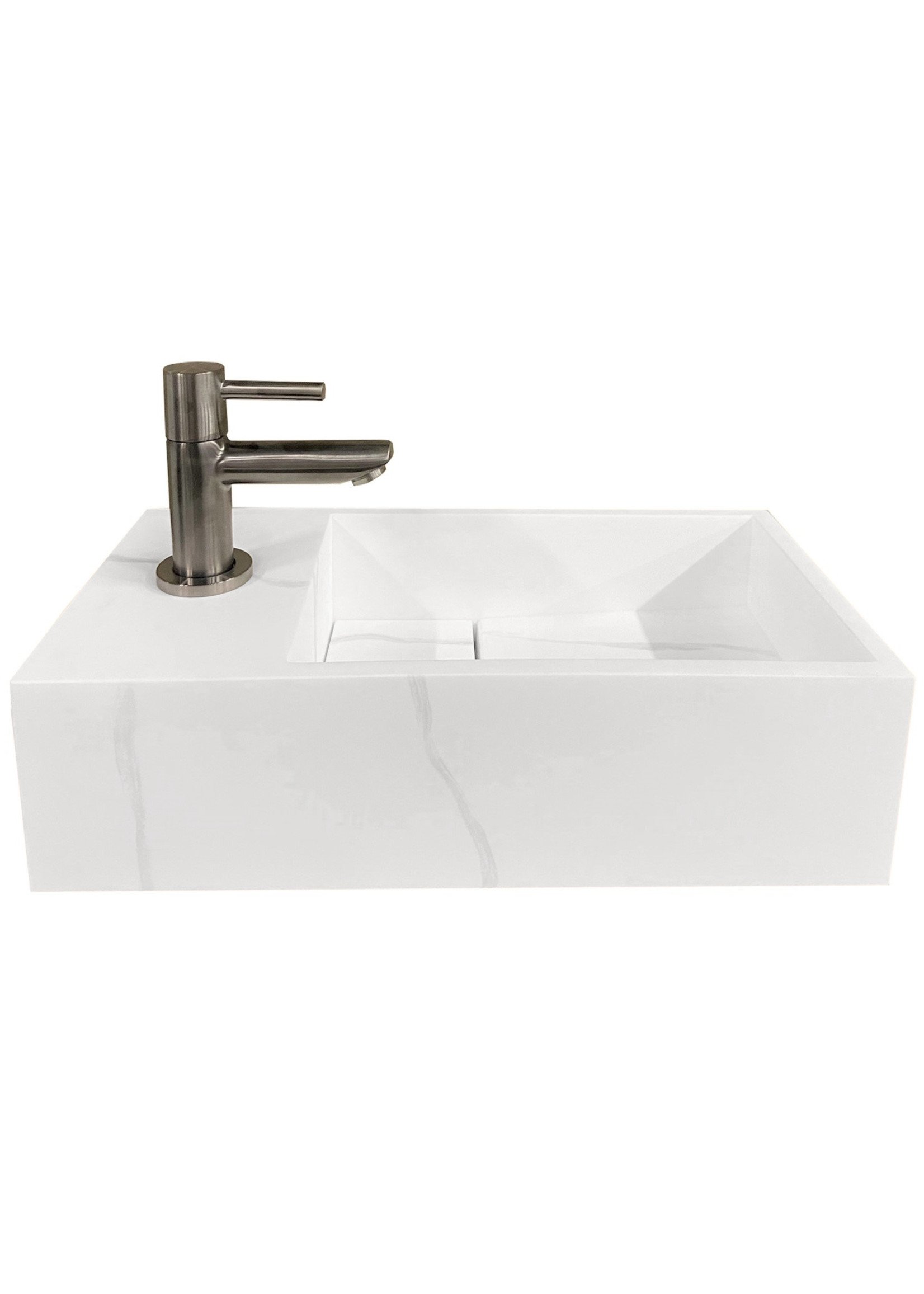 Wiesbaden Wiesbaden Noble fontein links Solid Surface 36x18x10 cm marmer wit