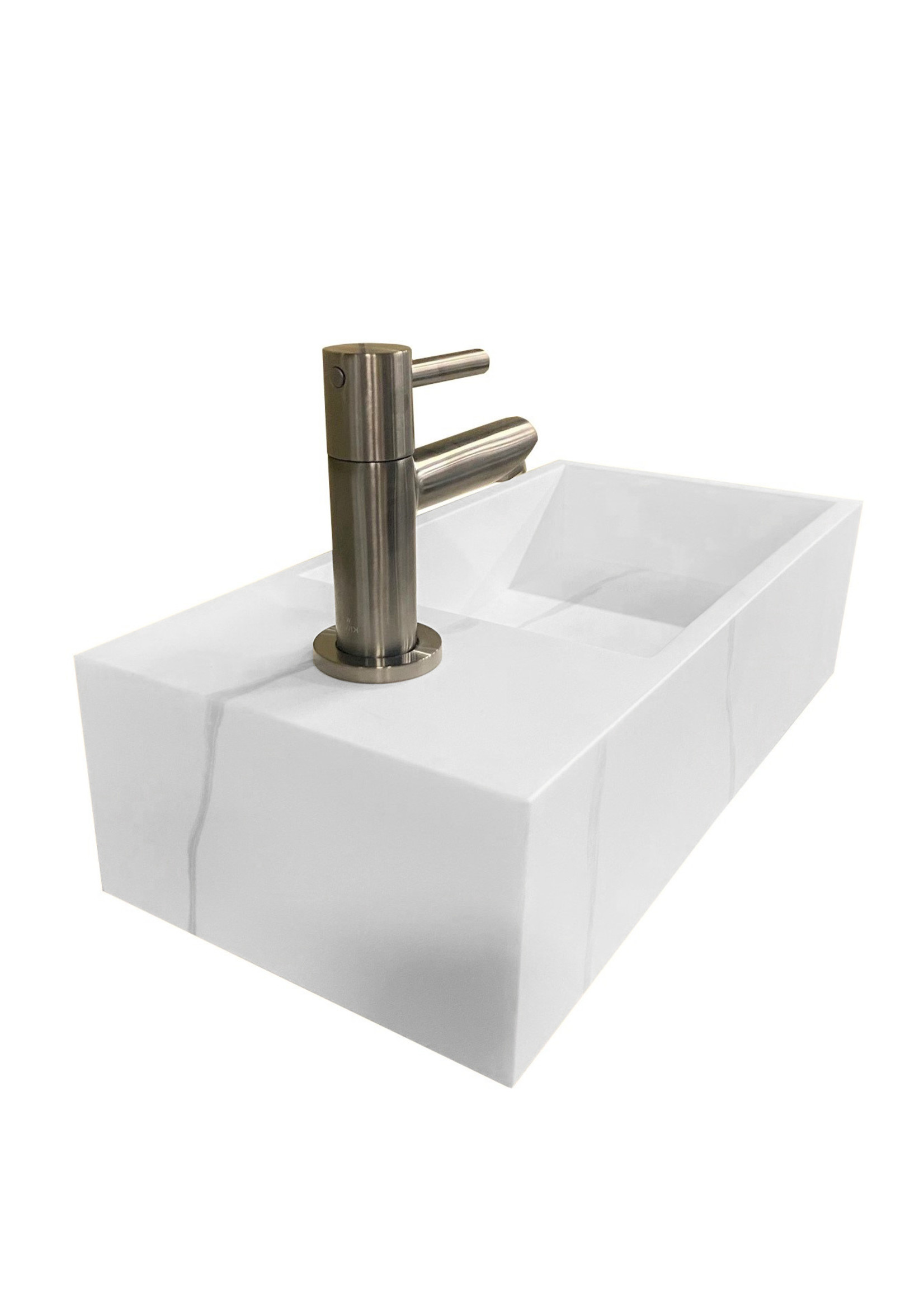 Wiesbaden Wiesbaden Noble fontein links Solid Surface 36x18x10 cm marmer wit