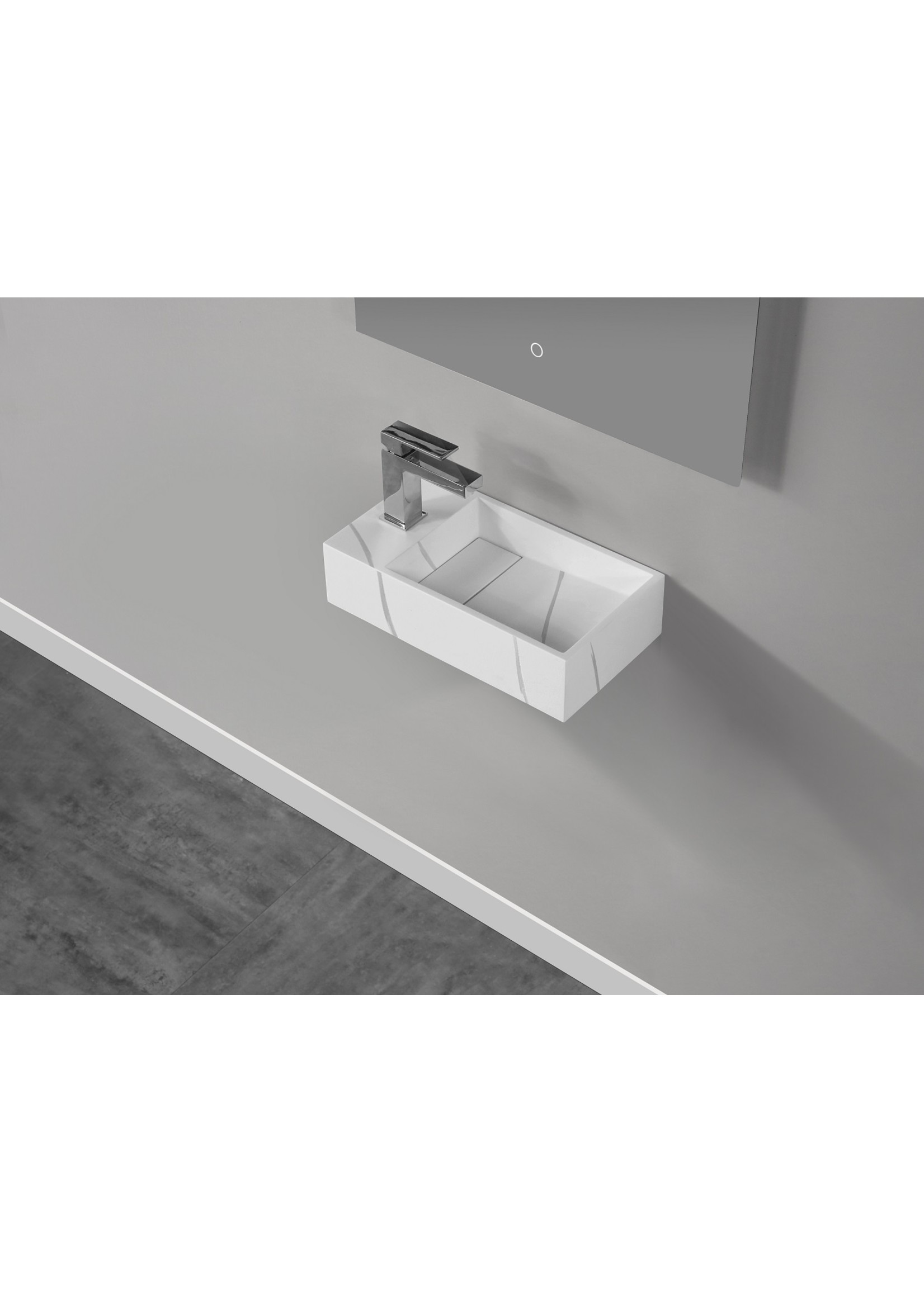 Wiesbaden Wiesbaden Noble fontein links Solid Surface 36x18x10 cm marmer wit