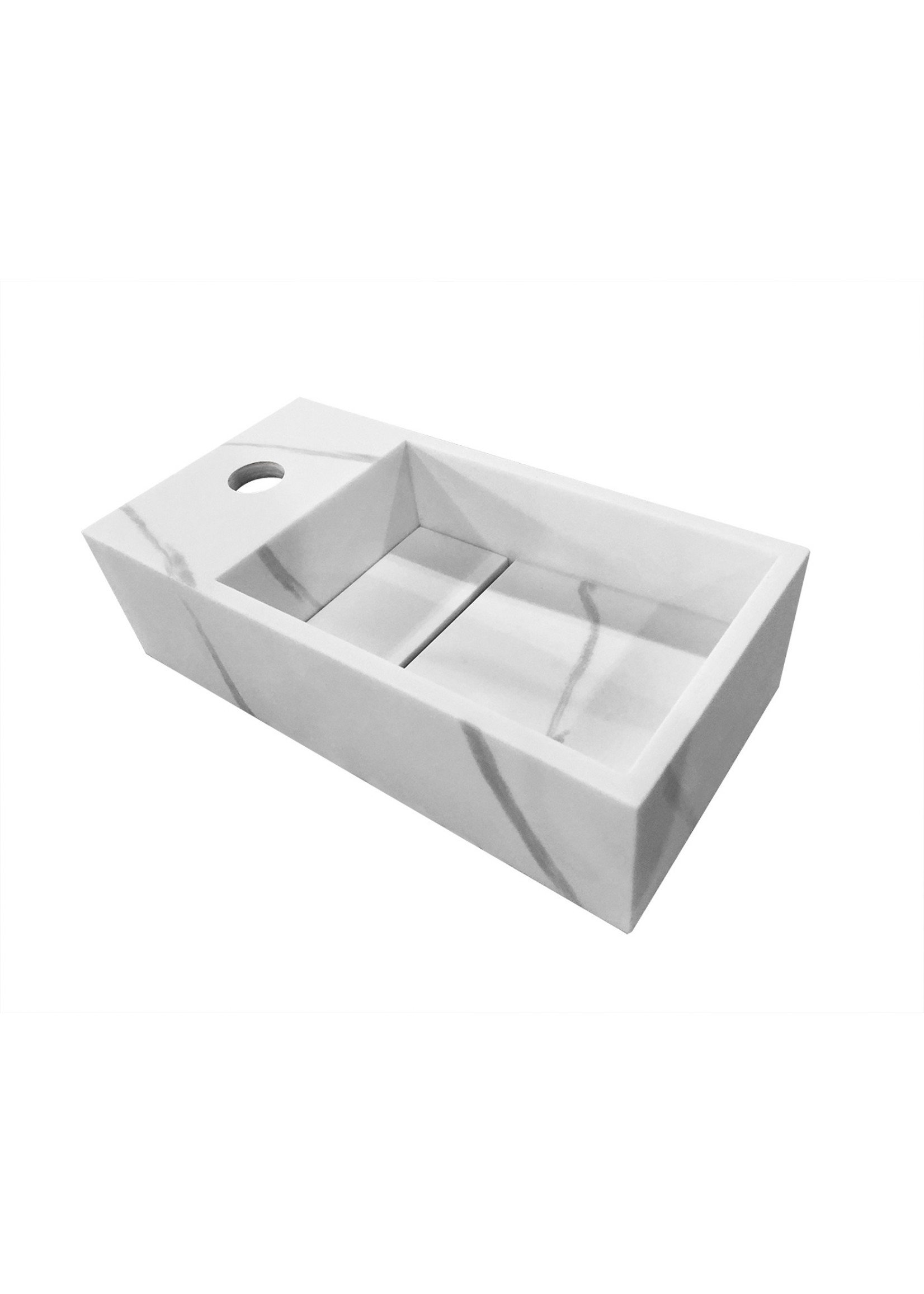 Wiesbaden Wiesbaden Noble fontein links Solid Surface 36x18x10 cm marmer wit