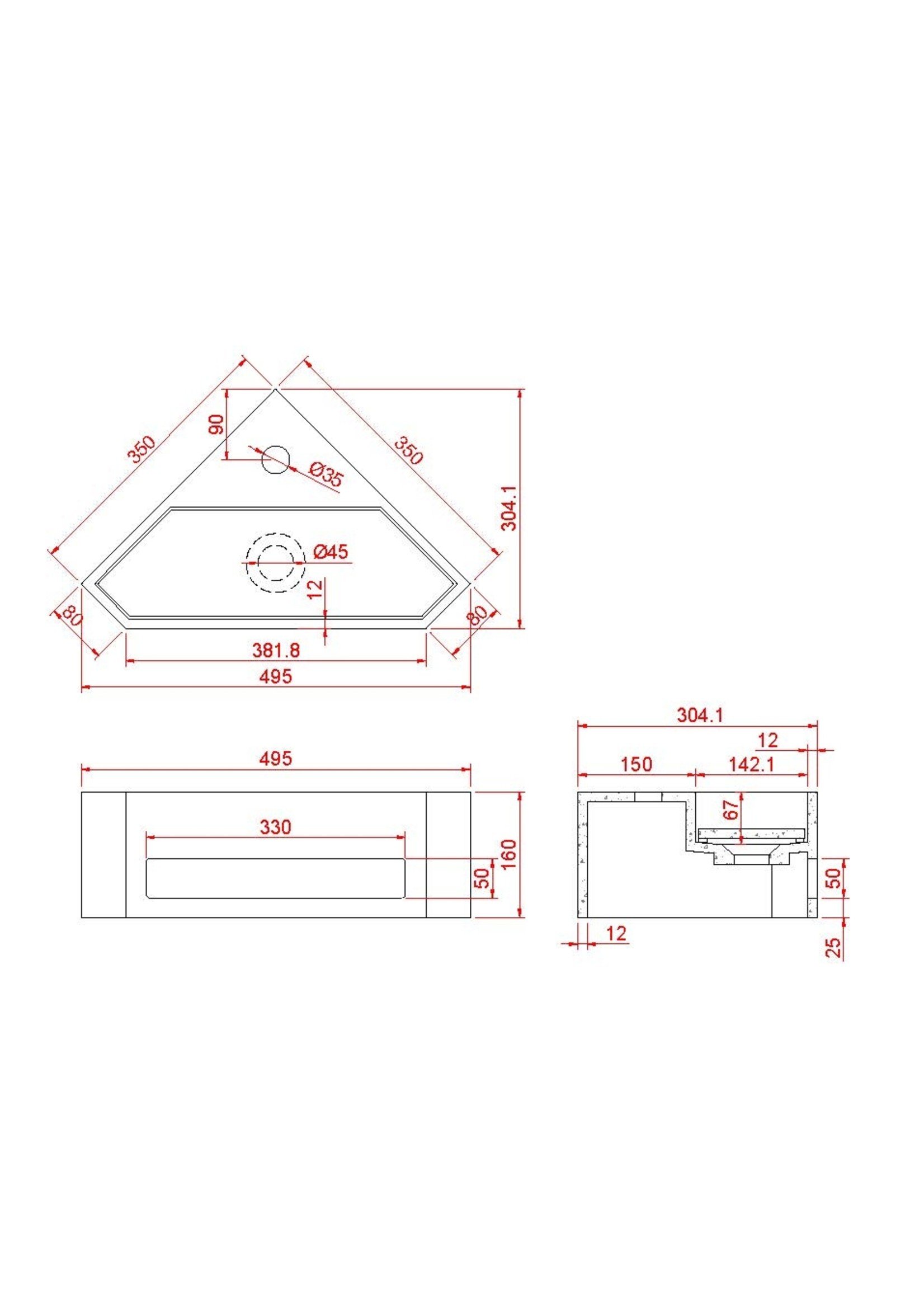 Wiesbaden Wiesbaden Julia hoekfontein Solid Surface 35x35x16 cm mat zwart