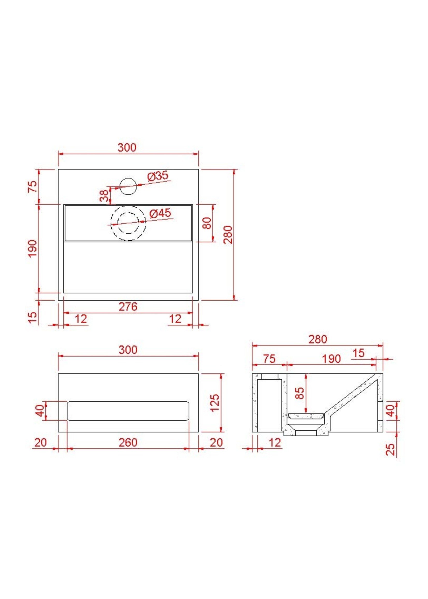 Wiesbaden Wiesbaden Julia fontein Solid Surface 30x28x12,5 cm mat zwart